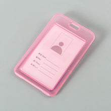 Load image into Gallery viewer, Transparent ID Card Holder Candy Colored Double-sided PP Card Holder Bank Bus Pass Card Case Cover Student Office Supplies
