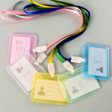 Load image into Gallery viewer, Transparent ID Card Holder Candy Colored Double-sided PP Card Holder Bank Bus Pass Card Case Cover Student Office Supplies
