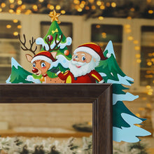 Load image into Gallery viewer, Creative Santa Claus Elk Grinch Christmas Door Hanger Over Door Sign Wood Frame Merry Christmas New Year Decoration
