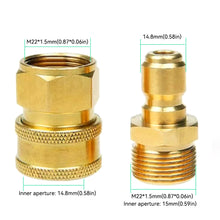 Load image into Gallery viewer, 2Pcs 3/8'' or 1/4" Pressure Washer Adapter Kit M22 14mm 12mm Female Male Swivel to Quick Connect Release Set Nozzles

