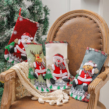 Load image into Gallery viewer, 2025 New Year Christmas Stockings Socks with Snowman Santa Elk Bear Printing Xmas Candy Gift Bag Fireplace Xmas Tree Decoration
