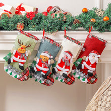 Load image into Gallery viewer, 2025 New Year Christmas Stockings Socks with Snowman Santa Elk Bear Printing Xmas Candy Gift Bag Fireplace Xmas Tree Decoration
