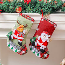 Load image into Gallery viewer, 2025 New Year Christmas Stockings Socks with Snowman Santa Elk Bear Printing Xmas Candy Gift Bag Fireplace Xmas Tree Decoration
