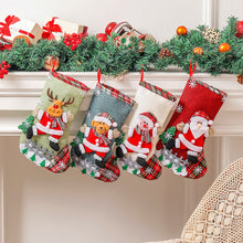 Load image into Gallery viewer, 2025 New Year Christmas Stockings Socks with Snowman Santa Elk Bear Printing Xmas Candy Gift Bag Fireplace Xmas Tree Decoration
