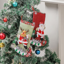 Load image into Gallery viewer, 2025 New Year Christmas Stockings Socks with Snowman Santa Elk Bear Printing Xmas Candy Gift Bag Fireplace Xmas Tree Decoration
