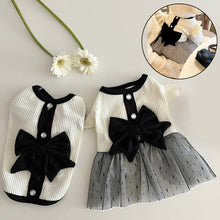 Load image into Gallery viewer, Luxury Dog Dress for Small Dogs Summer Puppy Clothes Bow Lace Dog Skirt Black White Dog T Shirt Girls Dog Costume Chihuahua Vest
