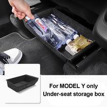 Load image into Gallery viewer, Suede Car Under Seat Storage Box Driver &amp; Passenger Seat Accessories for Tesla Model Y 2017-2024
