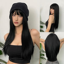 Load image into Gallery viewer, Natural Soft and High Elasticity Colored Wig Cover Synthetic Straight Hair and Bangs for Daily Women Heat Resistant Wig
