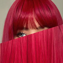 Load image into Gallery viewer, Natural Soft and High Elasticity Colored Wig Cover Synthetic Straight Hair and Bangs for Daily Women Heat Resistant Wig
