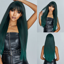 Load image into Gallery viewer, Natural Soft and High Elasticity Colored Wig Cover Synthetic Straight Hair and Bangs for Daily Women Heat Resistant Wig
