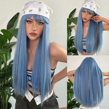 Load image into Gallery viewer, Natural Soft and High Elasticity Colored Wig Cover Synthetic Straight Hair and Bangs for Daily Women Heat Resistant Wig
