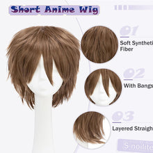 Load image into Gallery viewer, Synthetic Wig Cosplay Wig White Red Green Blue Pink Yellow Hair Short Layer Wig Fake Hair Extension Men Women Party Wig
