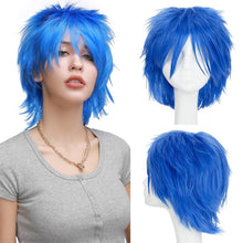 Load image into Gallery viewer, Synthetic Wig Cosplay Wig White Red Green Blue Pink Yellow Hair Short Layer Wig Fake Hair Extension Men Women Party Wig
