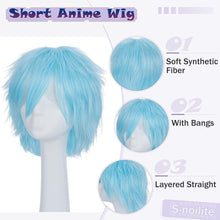 Load image into Gallery viewer, Synthetic Wig Cosplay Wig White Red Green Blue Pink Yellow Hair Short Layer Wig Fake Hair Extension Men Women Party Wig
