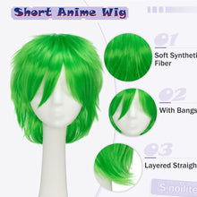 Load image into Gallery viewer, Synthetic Wig Cosplay Wig White Red Green Blue Pink Yellow Hair Short Layer Wig Fake Hair Extension Men Women Party Wig
