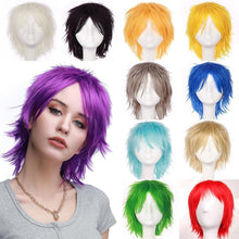Load image into Gallery viewer, Synthetic Wig Cosplay Wig White Red Green Blue Pink Yellow Hair Short Layer Wig Fake Hair Extension Men Women Party Wig
