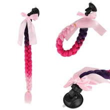 Load image into Gallery viewer, Creative Syntheitc Helmet Pigtails Gradient Ramp Helmet Braids Ponytail Hair with Suction Cup with Bowknot for Motor Bike
