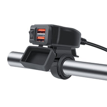 Load image into Gallery viewer, 60W Motorcycle USB PD+QC3.0 Fast Charger Handlebar Dual USB Socket with Switch Voltmeter Power Supply Adapter
