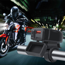 Load image into Gallery viewer, 60W Motorcycle USB PD+QC3.0 Fast Charger Handlebar Dual USB Socket with Switch Voltmeter Power Supply Adapter

