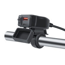 Load image into Gallery viewer, 60W Motorcycle USB PD+QC3.0 Fast Charger Handlebar Dual USB Socket with Switch Voltmeter Power Supply Adapter

