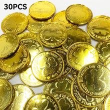 Load image into Gallery viewer, 30Pcs Lucky Shamrock Clover Plastic Pirate Coins for Birthday Irish Saint St. Patrick's Day Theme Party Favors Decoration
