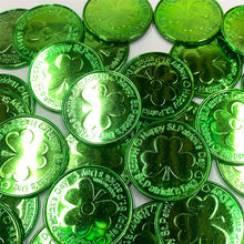 Load image into Gallery viewer, 30Pcs Lucky Shamrock Clover Plastic Pirate Coins for Birthday Irish Saint St. Patrick's Day Theme Party Favors Decoration
