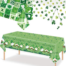 Load image into Gallery viewer, St. Patrick's Day Clover Tablecloth Decorations 2025 Clover Printed Tableclot Rectangle Table Cover St. Patrick's Day Party Decoration
