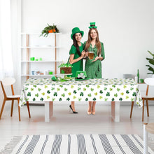 Load image into Gallery viewer, St. Patrick's Day Clover Tablecloth Decorations 2025 Clover Printed Tableclot Rectangle Table Cover St. Patrick's Day Party Decoration
