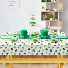 Load image into Gallery viewer, St. Patrick's Day Clover Tablecloth Decorations 2025 Clover Printed Tableclot Rectangle Table Cover St. Patrick's Day Party Decoration
