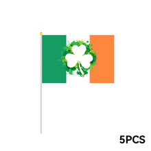 Load image into Gallery viewer, 5PCS Happy St Patrick's Day Flag 14*21cm Handheld Saint Patricks Flags for Party Irish Shamrocks Decoration Party Yard
