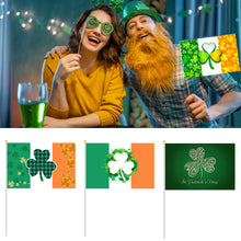 Load image into Gallery viewer, 5PCS Happy St Patrick's Day Flag 14*21cm Handheld Saint Patricks Flags for Party Irish Shamrocks Decoration Party Yard
