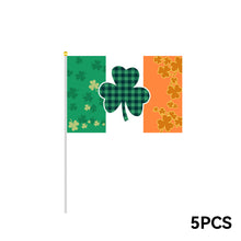 Load image into Gallery viewer, 5PCS Happy St Patrick's Day Flag 14*21cm Handheld Saint Patricks Flags for Party Irish Shamrocks Decoration Party Yard
