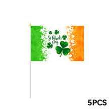 Load image into Gallery viewer, 5PCS Happy St Patrick's Day Flag 14*21cm Handheld Saint Patricks Flags for Party Irish Shamrocks Decoration Party Yard
