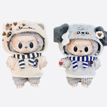 Load image into Gallery viewer, For labubu 15cm Cute Cotton Doll Jacket Two-piece Set Universal Versatile Hooded Sweatshirt Scarf Bone Puppy Paw Print Cat Clothes
