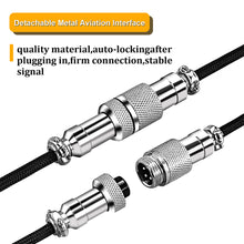 Load image into Gallery viewer, USB A to Type C for Mechanical Gaming Keyboard Double Sleeved Wire with GX16 Detachable Aviator Coiled Power Cable
