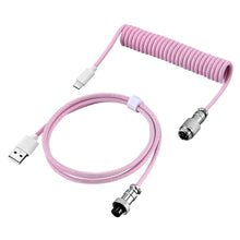 Load image into Gallery viewer, USB A to Type C for Mechanical Gaming Keyboard Double Sleeved Wire with GX16 Detachable Aviator Coiled Power Cable
