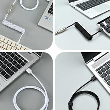 Load image into Gallery viewer, USB A to Type C for Mechanical Gaming Keyboard Double Sleeved Wire with GX16 Detachable Aviator Coiled Power Cable
