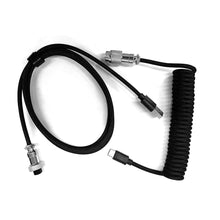 Load image into Gallery viewer, USB A to Type C for Mechanical Gaming Keyboard Double Sleeved Wire with GX16 Detachable Aviator Coiled Power Cable
