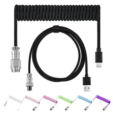 Load image into Gallery viewer, USB A to Type C for Mechanical Gaming Keyboard Double Sleeved Wire with GX16 Detachable Aviator Coiled Power Cable
