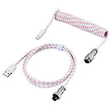 Load image into Gallery viewer, USB A to Type C for Mechanical Gaming Keyboard Double Sleeved Wire with GX16 Detachable Aviator Coiled Power Cable
