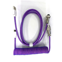 Load image into Gallery viewer, USB A to Type C for Mechanical Gaming Keyboard Double Sleeved Wire with GX16 Detachable Aviator Coiled Power Cable
