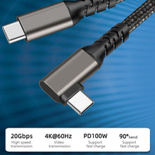 Load image into Gallery viewer, USB C to USB C 20Gbps 3-0.2m Cable 5A 100W 4K60hz USB3.2 Gen2*2 Fast Charge for Oculus Quest Link VR Headset Data Transfer USB-C VR
