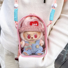 Load image into Gallery viewer, For 15cm Labubu V2 Sitting Party 15cm Cotton Doll Outfit Crossbody Pain Bag PVC Storage Bag Dolls Display Bag
