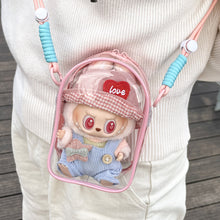 Load image into Gallery viewer, For 15cm Labubu V2 Sitting Party 15cm Cotton Doll Outfit Crossbody Pain Bag PVC Storage Bag Dolls Display Bag
