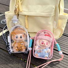 Load image into Gallery viewer, For 15cm Labubu V2 Sitting Party 15cm Cotton Doll Outfit Crossbody Pain Bag PVC Storage Bag Dolls Display Bag
