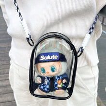 Load image into Gallery viewer, For 15cm Labubu V2 Sitting Party 15cm Cotton Doll Outfit Crossbody Pain Bag PVC Storage Bag Dolls Display Bag
