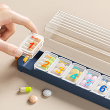 Load image into Gallery viewer, 7-grid Sealed Pill Box Portable Moistureproof Dustproof Medicine Box Large Capacity Daily Medication Jewelry Storage Box
