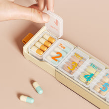 Load image into Gallery viewer, 7-grid Sealed Pill Box Portable Moistureproof Dustproof Medicine Box Large Capacity Daily Medication Jewelry Storage Box
