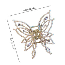 Load image into Gallery viewer, Sweet Pearl Rhinestone Butterfly Hairpin Hair Claw Clip Temperamental Alloy Headwear Hair Clip Hair Accessory for Women
