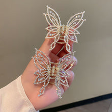 Load image into Gallery viewer, Sweet Pearl Rhinestone Butterfly Hairpin Hair Claw Clip Temperamental Alloy Headwear Hair Clip Hair Accessory for Women

